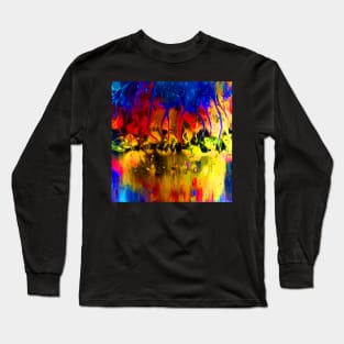 Reflections of Another World Abstract Painting in Primary Colors Long Sleeve T-Shirt